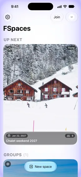 Your spaces: last winter’s Chalet weekend, next winter’s new one, and the ski crew’s with no dates.